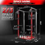 GarveeHome 2000 LBS Power Cage, Squat Rack, Multifunctional Weight Cage with Cable Crossover System and LAT Pulldown, Workout Cage with Adjustable Safety Bars for Home Gym, Red - Image 3