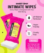 SWEET SPOT Flushable Feminine Wipes for Odor Control, pH Balance - Paraben-Free & Vegan, Intimate Wipes with Aloe Vera & Botanical Extracts - Ideal for Periods, Gym & Travel - 10ct - Image 3