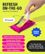 SWEET SPOT Flushable Feminine Wipes for Odor Control, pH Balance - Paraben-Free & Vegan, Intimate Wipes with Aloe Vera & Botanical Extracts - Ideal for Periods, Gym & Travel - 10ct - Image 5