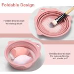 Foldable Silicone Makeup Brush Cleaner Bowl - Etercycle Portable Cleaning Tool for Brushes, Powder Puffs, and Sponges (Pink) - Image 3