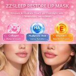 ZZSLEEP Restore Lip Mask – 30 Count | Collagen-Infused Overnight Lip Patch with Hyaluronic Acid & Vitamin E | Hydrating, Smoothing Lip Care, Pink - Image 3
