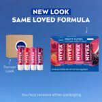 NIVEA Lip Care, Fruity Tinted Lip Balm Variety Pack, Cherry, Strawberry, Blackberry and Watermelon Flavors, 3-in-1 Moisture, Repair and Color, 0.17 Oz Stick, Pack of 4 - Image 3