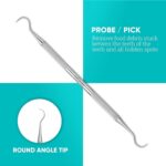 Dental Tools HOKIN Plaque Remover Teeth Cleaning Tool 4 Pcs Dental Care Kit Tooth Filling Repair Set Stainless Steel Dental Tools for Men Women Kids and Pet Care - Image 3