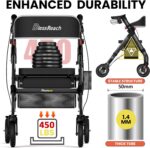 BlessReach Foldable Rollator Walkers with Seat for Seniors, 450 lb Capacity, 8'' Wheels, 18" Big Seat, 6-Position Height, Heavy-Duty Aluminum Rolling Walker (Black) - Image 3