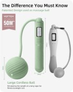 YOTTOY Skipping Ropes for Adults -Cordless Counter Jump Rope with Large Cordless Ball-Weighted Jump Rope for Women with LCD Display - Image 3