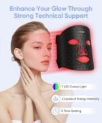 EVFOFO Led Face Mask Light Therapy, Red Light Therapy for Face, 7-1 Colors LED Facial Skin Care Mask, Black - Image 3