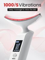 Face Massager Portable Charging Dock, Red Light Therapy for Face and Neck, 3 Heat Settings, Vibrating Face Massage, 9-Color & 30-Day Battery | Home Spa Travel Skincare - White - Image 4