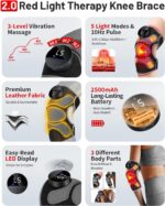 Upgraded PRO Red Light Therapy Knee Brace & 4 Vibration Massage - Rechargeable Controller, 660nm&850nm Red Light Therapy Heated Device for Knee/Elbow/Shoulder - Image 3