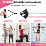 Resistance Bands with Handles for Women, 5 Level Exercise Bands Workout Bands for Physical Therapy, Yoga, Pilates, Door Anchor, Storage Pouch - Image 3