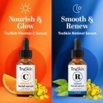 TruSkin Face Serum Duo – Vitamin C Serum & Retinol Serum for Face – AM & PM Anti Aging Skincare Routine – Brightening & Smoothing Facial Serums, 1 fl oz Each - Image 3
