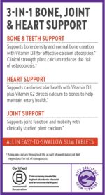 New Chapter Calcium Supplement - Bone Strength Plant-Based USDA Organic Calcium with Magnesium, Vitamin D3+K2, for Bone Health & Joint Mobility, Heart Support, 905 mg dose - 180 Slim Tablets - Image 4