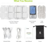 AUVON Dual Channel TENS EMS Unit 24 Modes Muscle Stimulator for Pain Relief, Rechargeable TENS Machine Massager with 12 Pads, ABS Pads Holder, USB Cable and Dust-Proof Storage Bag - Image 6