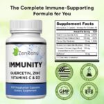 Zenrenu Immunity Quercetin 700 mg Zinc Vitamin C Vitamin D Immune Support Supplement with Curcumin - Easy to Absorb Immunity Supplement, 100 Vegetarian Capsules 50 Day Supply - Image 5