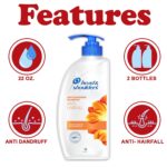Head & Shoulders Anti Hair fall Shampoo, 2 Pack Anti Dandruff Shampoo, Relieves Dry Scalp and Repairs Damage, Fresh Scent, 22 oz Pump Bottles - Image 3