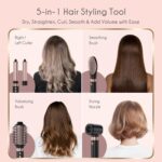Annlary 5 in 1 Ionic Hot Air Styler, 1400W Powerful Hair Dryer Brush, Auto-Wrap Curlers, Paddle Brush for Fast Drying, Volumizing with Travel & Storage Bag - Image 3