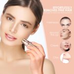 VG VOGCREST Eyebrow & Facial Trimmer: 2 in1 Rechargeable Facial Hair Removal & Eyebrow Shaver - Body Razor with Built-in LED Light (Rose Gold) - Image 4