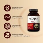 NatureBell CoQ10 400mg with Omega 3 Fatty Acids, 240 Capsules | Stable High Absorption Form – Antioxidant Support for Heart & Energy Health – Extra Strength Coenzyme Q10 Supplement - Image 4