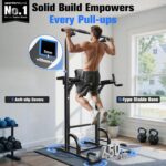 Sportsroyals Power Tower Pull Up Bar Station, 450LBS Stable Pull Up Dip Station for Home Gym Strength Training Equipment - Image 3
