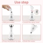 GETANYE Nano Ionic Face Steamer - 10X Penetration for Facial, Unclogs Pores, Moisturizing Spa Humidifier with Free Blackhead Remover Kit, Hair Band, Face Brush - Image 5
