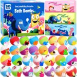30 Bath Bombs for Kids with Toys Inside, Kids Bath Bombs Gift Set with 30 Sea & Land & Sky Animal Surprise Toy, Bubble Bath Toys, Valentine Gifts for Girls Boys, Birthday Gifts - Image 2