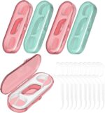 5 Pack Travel Dental Floss Pick Case with 50 Pcs Premium Toothpick Sticks - Floss Pick Holder for Teeth Cleaning, Mini Travel Essentials Accessories for Women and Men (Green+Pink) - Image 2