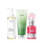 Anua 3-Step Glass Skin Beginner Set, Double Cleansing with Facial Serum, Oil Cleanser & Face Wash with Heartleaf, Daily Routine with Niacinamide, Korean Skincare Set - Image 2