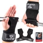 COFOF Weight Lifting Wrist Strap, Double Layer Leather Wrist Strap for Deadlift and Powerlifting, Adjustable Neoprene Padded Gym Workout Lifting Hooks (Pair) - Image 2