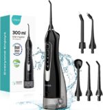 COSLUS Water Dental Flosser Teeth Pick: Portable Cordless Oral Irrigator 300ML Rechargeable Travel Irrigation Cleaner IPX7 Waterproof Electric Flossing Machine for Teeth Cleaning C20(F5020E) - Image 2