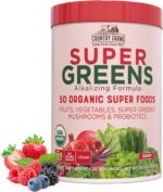 Country Farms Organic Super Greens Berry Flavor, 50 Organic Super Foods, Packed with Fiber, USDA Organic Drink Mix, Fruits, Vegetables, Mushrooms & Probiotics, Supports Energy, 5g Fiber - Image 2