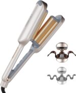 Curling Iron Hair Crimper Waver - TYMO ROVY Beach Waves Curling Wand, Ionic Deep Waver Hair Curler Tool with Ceramic 3 Barrel for Women, Dual Voltage, Anti-Scald, Easy to Use, Elegant Gold, 1.25 Inch - Image 2