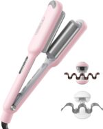 Curling Iron Hair Crimper Waver - TYMO ROVY Beach Waves Curling Wand, Ionic Deep Waver Hair Curler Tool with Ceramic 3 Barrel for Women, Dual Voltage, Anti-Scald, Easy to Use, Pink, 1 Inch - Image 2