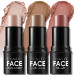 FOCALLURE 3 Pcs Cream Contour Sticks,Shades with Highlighter & Bronzer & Blush,Non-greasy Long-wear Face Contouring Pen,Easy to Sculpt the Face and Create a Lightweight Finishing Makeup,MEDIUM - Image 2