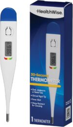 Healthwise Digital Thermometer | 30-Second Readout | Feverline Indicator | Clinical Rigid Tip | Hygienic Water-Resistant Easy Cleaning | Storage Case + Probe Covers Included - Image 2