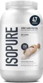 Isopure Zero Carb 100% Pure Whey Isolate Protein Powder, Lactose Free, Gluten Free, with Vitamins, Unflavored, 25g Protein Per Serving, 3 Lbs, 47 Servings (Packaging May Vary) - Image 2