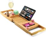 Luxury Foldable Bathtub Tray Caddy - Waterproof Wooden Bath Organizer for Wine, Book, Soap, Phone - Expandable Size Fits Most Tubs - Image 2
