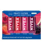 NIVEA Lip Care, Fruity Tinted Lip Balm Variety Pack, Cherry, Strawberry, Blackberry and Watermelon Flavors, 3-in-1 Moisture, Repair and Color, 0.17 Oz Stick, Pack of 4 - Image 2