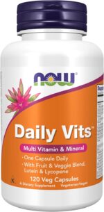NOW Foods Supplements, Daily Vits™ with Fruit & Veggie Blend, Lutein and Lycopene, 120 Veg Capsules - Image 2
