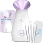 NanoSteamer Large 3-in-1 Nano Ionic Facial Steamer with Precise Temp Control - Humidifier - Unclogs Pores - Blackheads - Spa Quality - Bonus 5 Piece Stainless Steel Skin Kit (Lilac) - Image 2