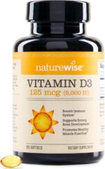 NatureWise Vitamin D3 5000iu (125 mcg) 200-Day Supply for Immune Support, Healthy Muscle Function, and Bone Health - Non-GMO, Gluten Free in Organic Extra Virgin Olive Oil, (Mini Softgel), 200 Count - Image 2