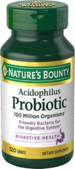 Nature's Bounty Lactobacillus Acidophilus Probiotic Supplement - Daily Probiotic for Women/Men Digestive Health, 100 Million Organisms, Vegetarian, 1 Serving per Day, 120 Tablets - Image 2