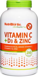 NutriBiotic – Vitamin C + Vitamin D3 & Zinc, 250 Capsules | Potent, Comprehensive Immune Support | Essential & Antioxidant Daily Supplement | Gluten & GMO Free - Image 2