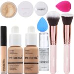 PHOERA Foundation,Full Coverage Foundation,PHOERA Primer,PHOERA Powder,PHOERA Concealer PHOERA Makeup Set, Kabuki Makeup Brushes Foundation Brush Powder,2 Makeup Sponge (104 Buff Beige + 105 Sand） - Image 2