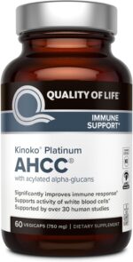 Quality of Life Premium Kinoko Platinum AHCC Herbal Supplement, 750mg per Capsule, for Immune Support, Liver Function, Maintains Natural Killer Cell Activity, Pack of 1, 60 Veggie Capsules - Image 2