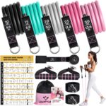Resistance Bands with Handles for Women, 5 Level Exercise Bands Workout Bands for Physical Therapy, Yoga, Pilates, Door Anchor, Storage Pouch - Image 2