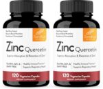 Sandhu's Zinc Quercetin 120 Vegetarian Capsules (Pack of 2) | High Absorption Zink Supplements for Immunity and Seasonal Allergy | Antioxidant Immune Support for Men and Women | Easy to Swallow - Image 2