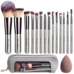 Travel Makeup Brush Set BS-MALL 14 Pcs with 1 Pcs Makeup Sponge – Essential Foundation Powder Concealers, Eye Shadows, Blush Makeup Brushes with Travel Makeup Case (Champagne) - Image 2