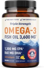 Triple Strength DHA Omega 3 Fish Oil 3600 mg | Over 2100mg Omega-3 Fatty Acids with 860mg of DHA | 1300mg EPA | Best Essential Fatty Acids | Premium Wild Caught & Burpless Fish Oil | 120 ct. - Image 2