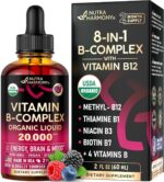 USDA Organic Vitamin B-Complex B5 Pantothenic Acid | B12 Methylcobalamin | B1 Thiamine | B6 Pyridoxine | B7 Biotin | B9 Folic | B3 Niacinamide - B Complex Liquid Drops, Made in USA Supplement, 2fl oz - Image 2
