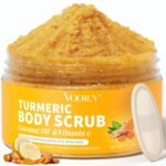 VOERUY Body Scrub, Turmeric Exfoliating Body Scrub, with Coconut Oil & Vitamin C, Bikini Area Exfoliator Gently Exfoliate Body Hand and Foot Scrub, Moisturized Skin for Women and Men, 11.28oz/320g - Image 2