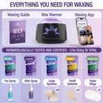 Tress Wellness Waxing Kit for Sensitive Skin, Safe for Face & Skin, Prep & Aftercare Spray, Easy to Use, At-Home Kit for Face, Bikini, Brazilian & Full Body - Digital Display, Black Purple Flower - Image 3